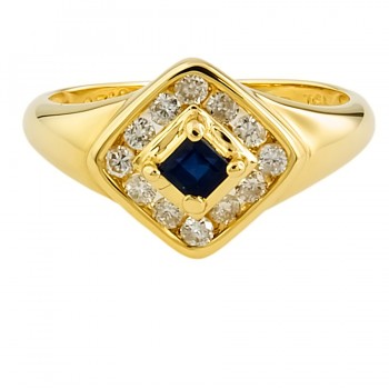 18ct gold Sapphire/Diamond Cluster Ring size K